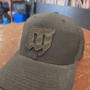 Black Trucker Hat with Camouflage Logo